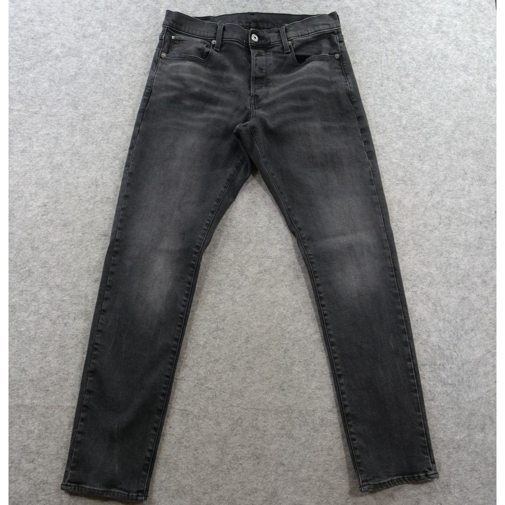 G-Star Raw Jeans Mens 34 Black 3301 Straight Tapered Denim Pants Casual